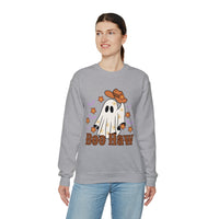 Boo Haw Retro Ghost Unisex Heavy Blend Crewneck Sweatshirt! Halloween! Fall Vibes!