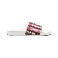 Western Stripes Cow Print Pink Summer Beach Slides, Women's PU Slide Sandals! Free Shipping!!!