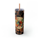 Your So Golden Butterfly Cow Printed Skinny Tumbler with Straw, 20oz! Multiple Colors!