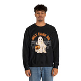 Just Fang On Retro Ghost Unisex Heavy Blend Crewneck Sweatshirt! Halloween! Fall Vibes!