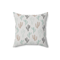 Western/Boho Grey Botanical Cactus Square Pillow!