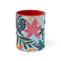 Boho Aqua Florals Accent Coffee Mug, 11oz! Free Shipping! Great For Gifting! Lead and BPA Free!