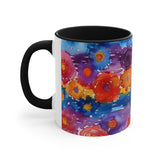 Boho Watercolor Daisy Accent Coffee Mug, 11oz! Free Shipping! Great For Gifting! Lead and BPA Free!