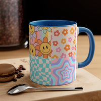 Retro Smiley Patchwork Quilt Accent Coffee Mug, 11oz! Free Shipping! Great For Gifting! Lead and BPA Free!