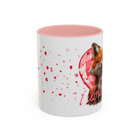 Disco Fox I Love You Valentines Day Accent Coffee Mug (11, 15oz)! Free Shipping! Microwave and Dishwasher Safe! BPA Free