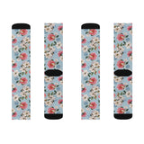 Vintage Blue Florals Print Socks! 3 Sizes Available! Fast and Free Shipping!!! Giftable!