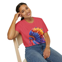 Indian Head Dress Colorful Rainbow Unisex Graphic Tees! Summer Vibes! All New Heather Colors!!! Free Shipping!!!