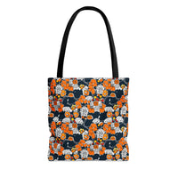 Navy Blue and Orange Florals Fall Vibes Tote Bag!