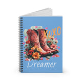 Valentines Day Cowgirl Boots Dreamer Floral Spiral Notebook - Ruled Line! Perfect For Gifting!