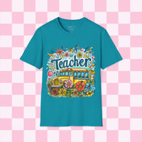 The Teacher Floral School Bus Unisex Graphic Tees! All New Heather Colors!!! Free Shipping!!! Back To School!