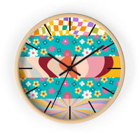 Groovy Floral Quilt in Teal and Pink Print Wall Clock! Perfect For Gifting! Free Shipping!!! 3 Colors Available!