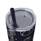 Polka Dot Pumpkin Thanksgiving Fall Vibes Skinny Tumbler with Straw, 20oz! Multiple Colors Available!