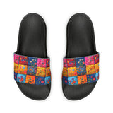 Boho Patchwork Floral Quilt Summer Beach Slides, Women's PU Slide Sandals! Free Shipping!!!