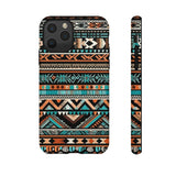 Teal and Orange Aztec Tough Cases! Cellphone Cases! Multiple Sizes Available! Apple iPhone, Samsung Galaxy, and Google Pixel devices!