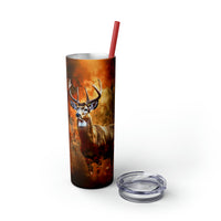 Western Acid Wash Deer Autumn Fall Vibes Skinny Tumbler with Straw, 20oz!