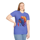 Indian Head Dress Colorful Rainbow Unisex Graphic Tees! Summer Vibes! All New Heather Colors!!! Free Shipping!!!