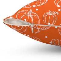 Dark Orange and White Polka Dot Pumpkin Square Pillow! Halloween! Fall Vibes!