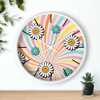 Retro Rainbow Daisy Pastel Print Wall Clock! Perfect For Gifting! Free Shipping!!! 3 Colors Available!