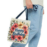 Happy Birthday Floral Tote Bag! Re-use/Re-cycle!