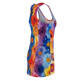 Boho Watercolor Daisy Drip Women's Racerback Dress! Free Shipping! Sun Dress, Sleep Shirt, Swim Cover Up!