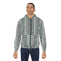 Boho Arrow Teal Stripes Unisex Full Zip Jacket! Polyester exterior, Fleece interior! Free Shipping!