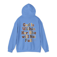 Beige God is Within Her She Will Not Fall Psalms 46:5 Back Designs Unisex Heavy Blend Hooded Sweatshirt! Free Shipping!!!