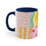 Retro Smiley Patchwork Quilt Accent Coffee Mug, 11oz! Free Shipping! Great For Gifting! Lead and BPA Free!