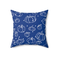 Dark Blue and White Polka Dot Pumpkin Square Pillow! Halloween! Fall Vibes!