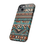 Teal and Orange Aztec Tough Cases! Cellphone Cases! Multiple Sizes Available! Apple iPhone, Samsung Galaxy, and Google Pixel devices!