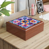 Purple Blue Boho Dreams Jewelry Box! Ceramic Tile Top! Fast and Free Shipping!!!