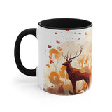 Autumn Orange and Black Deer Past and Future Accent Coffee Mug, 11oz! Multiple Colors Available! Fall Vibes!