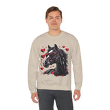 Valentines Day Black Horse Red Hearts Edition Unisex Sweatshirt! Retro! Free Shipping!!!