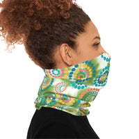 Green Retro Swirl Print Lightweight Neck Gaiter! 4 Sizes Available! Free Shipping! UPF +50! Great For All Outdoor Sports!
