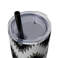 Western Black and Grey Aztec Printed Vibes Skinny Tumbler with Straw, 20oz!