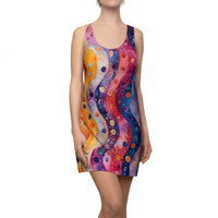 Boho Watercolor Groovy Waves Women's Racerback Dress! Free Shipping! Sun Dress, Sleep Shirt, Swim Cover Up!