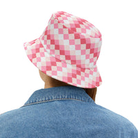 Retro Pink Plaid Unisex Bucket Hat! Free Shipping! Made in The USA!