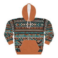 Camel and Blues Aztec Unisex Pullover Hoodie! All Over Print! New!!!