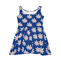 Navy Blue Daisy's Print Women's Fit n Flare Dress! Free Shipping!!! New!!! Sun Dress! Beach Cover Up! Night Gown! So Versatile!