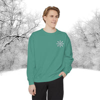 Snowflake Pocket Embroidered Comfort Colors Unisex Garment-Dyed Sweatshirt! All New Colors! Free Shipping!