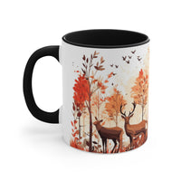 Autumn Orange and Black Deer and Doe Antler Forest Accent Coffee Mug, 11oz! Multiple Colors Available! Fall Vibes!