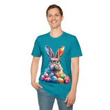 Easter Bunny Glasses With Eggs Unisex Graphic Tees! Spring Vibes! All New Heather Colors!!! Free Shipping!!!