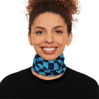 Black and Aqua Blue Plaid Lightweight Neck Gaiter! 4 Sizes Available! Free Shipping! UPF +50! Great For All Outdoor Sports!