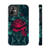 Stained Glass Teal and Roses Gothic Inspired Halloween Tough Phone Cases! Fall Vibes!