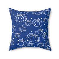 Dark Blue and White Polka Dot Pumpkin Square Pillow! Halloween! Fall Vibes!