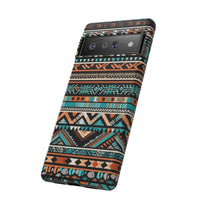 Teal and Orange Aztec Tough Cases! Cellphone Cases! Multiple Sizes Available! Apple iPhone, Samsung Galaxy, and Google Pixel devices!