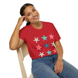 Pink and Blue Star Fish Medley Unisex Graphic Tees! Summer Vibes! All New Heather Colors!!! Free Shipping!!!