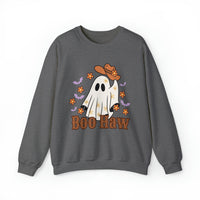 Boo Haw Retro Ghost Unisex Heavy Blend Crewneck Sweatshirt! Halloween! Fall Vibes!