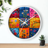 Boho Floral Quilt in Navy and Pink Print Wall Clock! Perfect For Gifting! Free Shipping!!! 3 Colors Available!