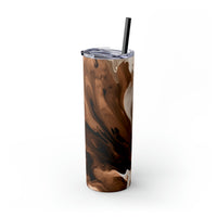 Western/Boho Smoke Brown Neutrals Skinny Tumbler with Straw, 20oz!