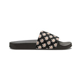 Classic Black Daisy Flower Print Summer Beach Slides, Women's PU Slide Sandals! Free Shipping!!!